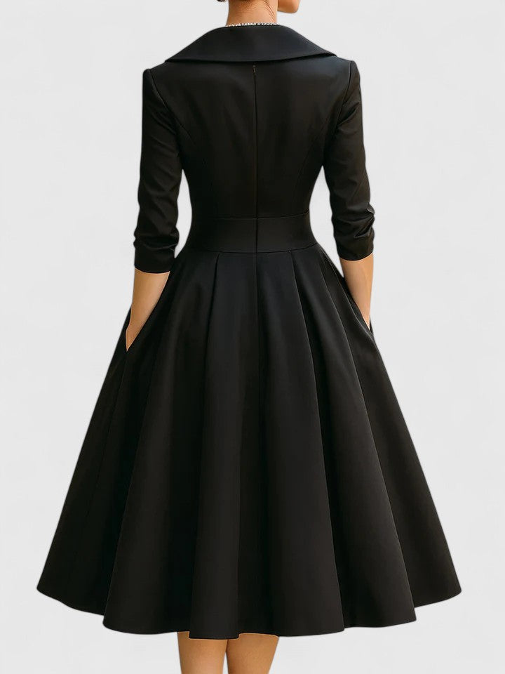 Elegantes Damen A-Linienkleid mit Wickelkragen | Feminin & Schmeichelhaft