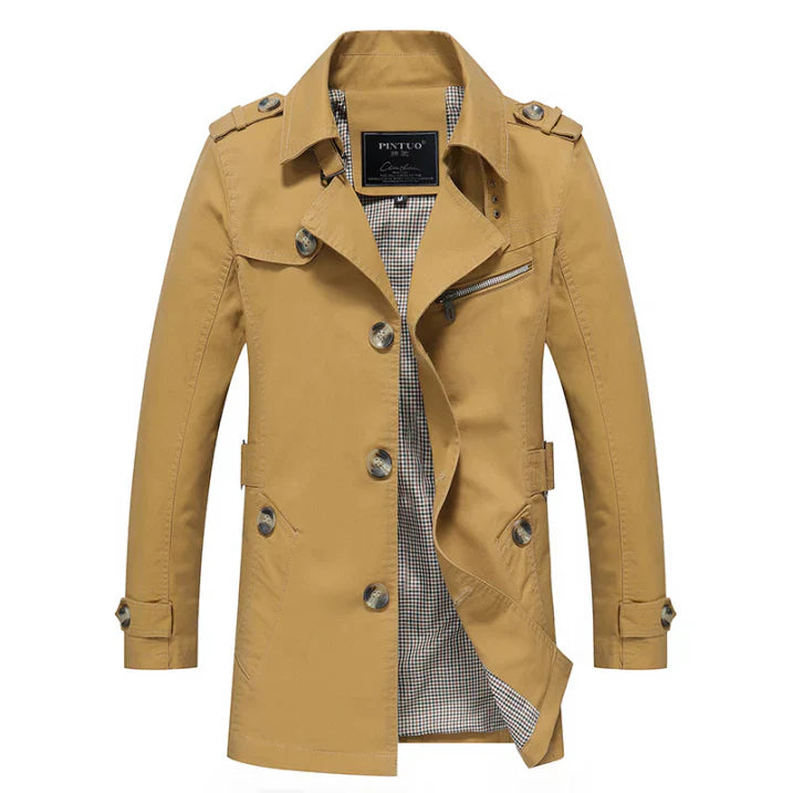 Brett | Herren Trenchcoat Slim Fit mit Knopfleiste | Leichter stylischer Mantel