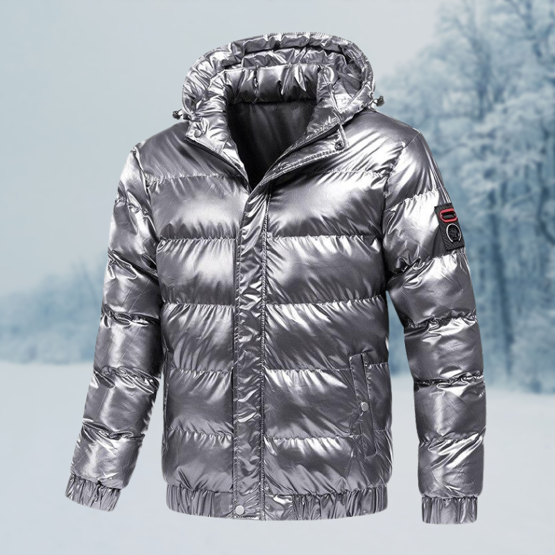 Mason | Herren Winterjacke Wasserdicht Gepolstert, Glänzende Steppjacke mit Kapuze