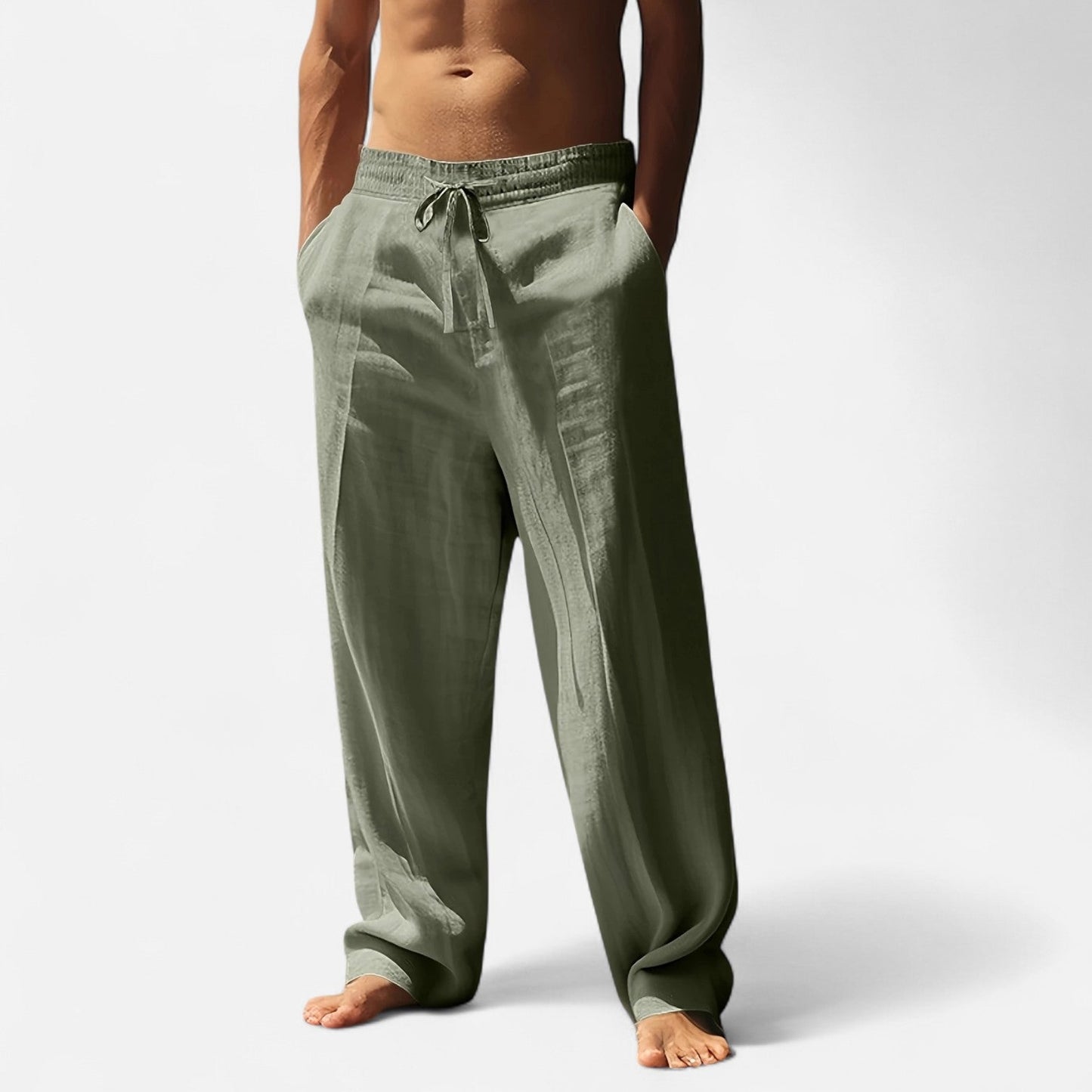Lian | Herren Leinenhose mit Kordelzug – Lockerer Schnitt & Elastischer Bund für Sommer und Herbst