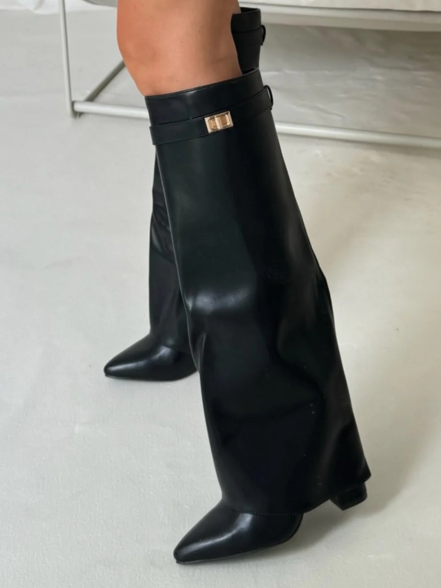 Damen Kniehohe Stiefel | Weiter Schaft & Stabiler Blockabsatz für Elegante Silhouette