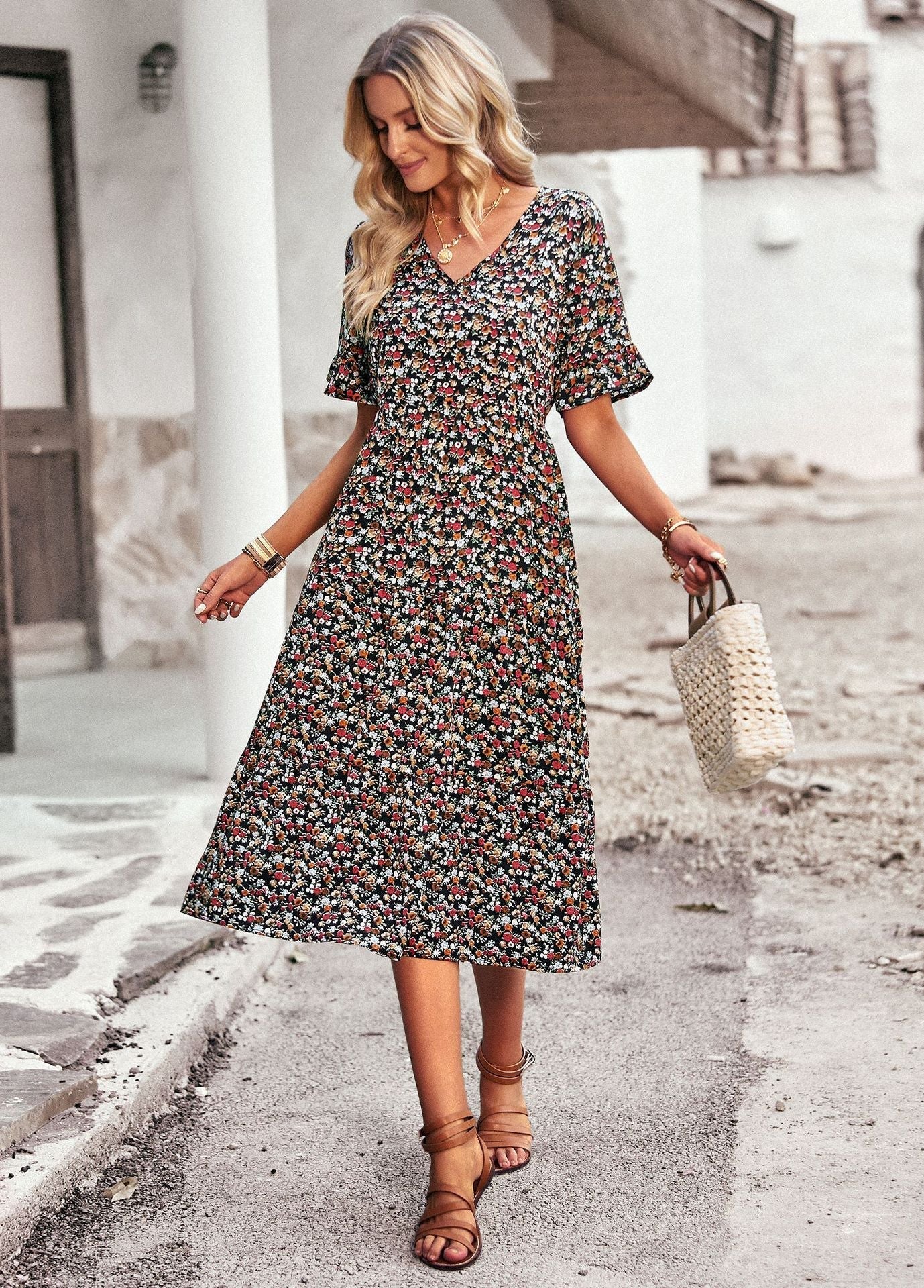 Damen Midikleid – Florales Kleid mit bequemer Passform