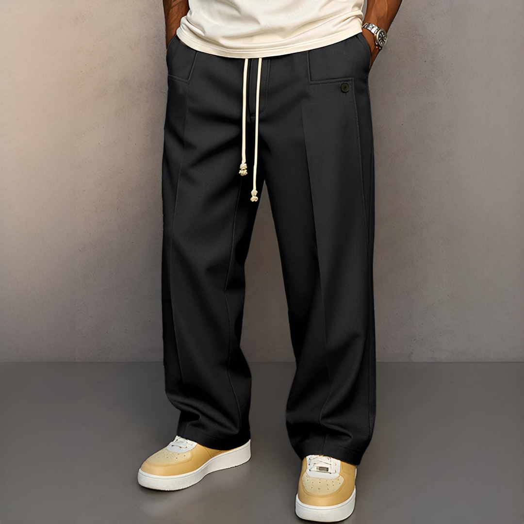 Herren Hose mit Kordelzug – Leichte Freizeithose für Alltag, Büro und Reisen