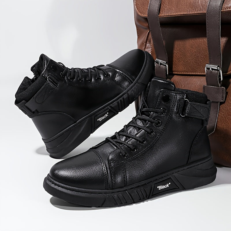 Xavian | Herren Winterstiefel Schwarz mit Hohem Schaft, Schnürung & Knöchelriemen