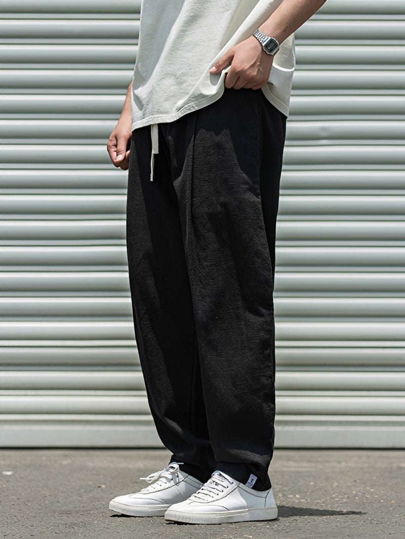 Herren Hose mit weitem, geradem Bein – Leichte Freizeithose für Alltag, Urlaub und entspannte Looks