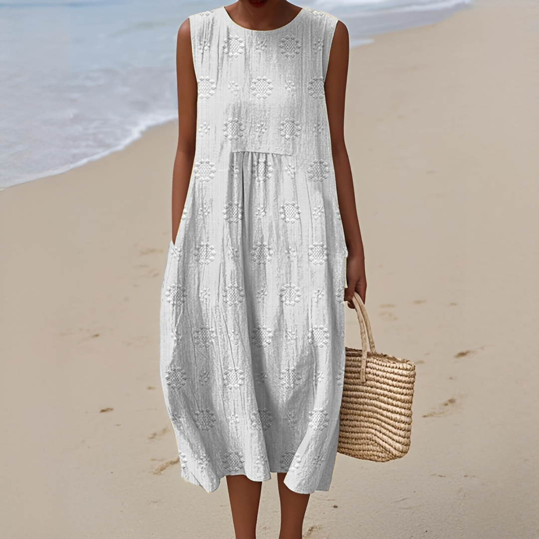 Damen ärmelloses Sommerkleid mit Taschen – Luftiges Kleid für Alltag, Urlaub und warme Tage