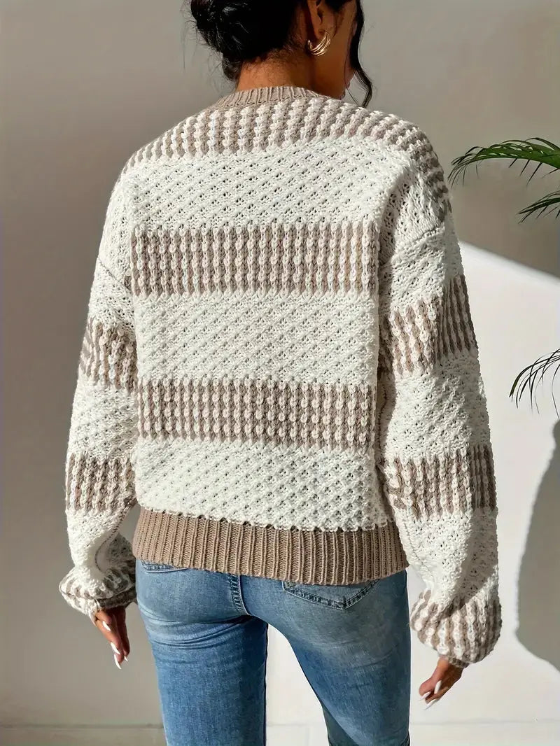 Damen Strickpullover mit Struktur & Rundhalsausschnitt | Warm, Stylisch & Vielseitig