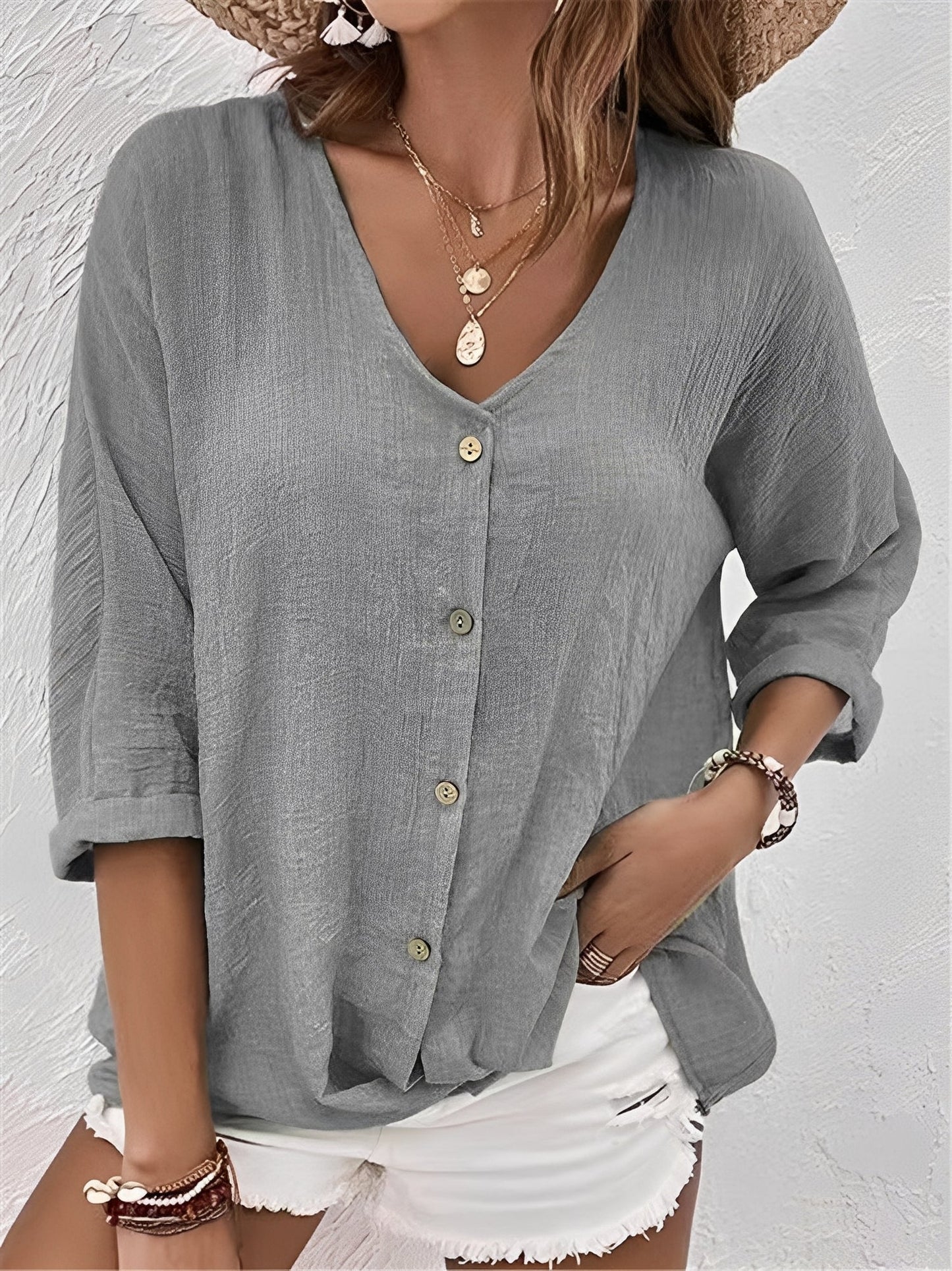 Damen Shirt mit V-Ausschnitt – Komfortables Freizeitoberteil für Alltag, Büro und vielseitige Outfits