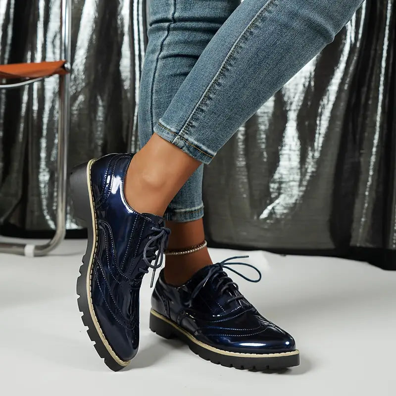 Novessa | Damen Schnürschuhe, Glänzend & Stilvoll für elegante Outfits