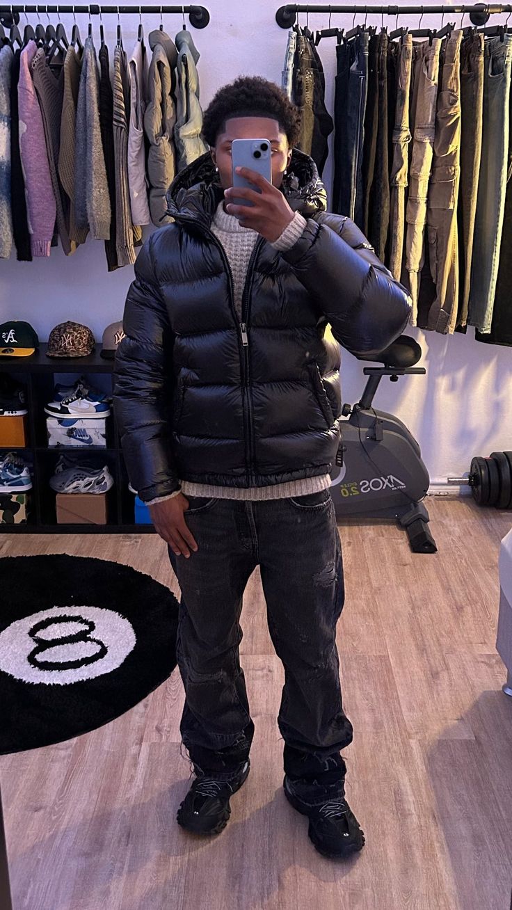 Charles | Herren Steppjacke mit Kapuze & Reißverschluss | Puffer Winterjacke Urban Street Style, Wasserabweisend