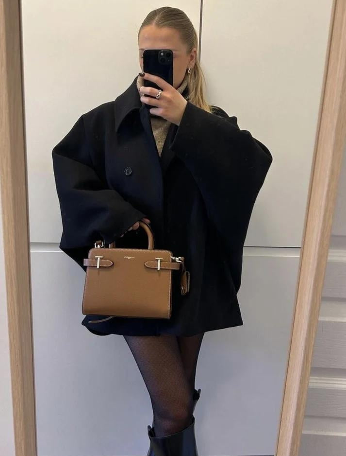 Damen Oversize Wolljacke mit weitem Ärmel | Stylischer Winter-Layer für City & Alltag