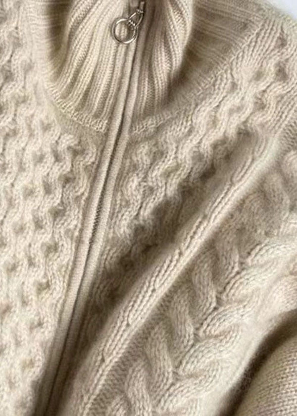 Damen Strickjacke mit hohem Kragen & Reißverschluss | Warme und stylische Alltagsjacke
