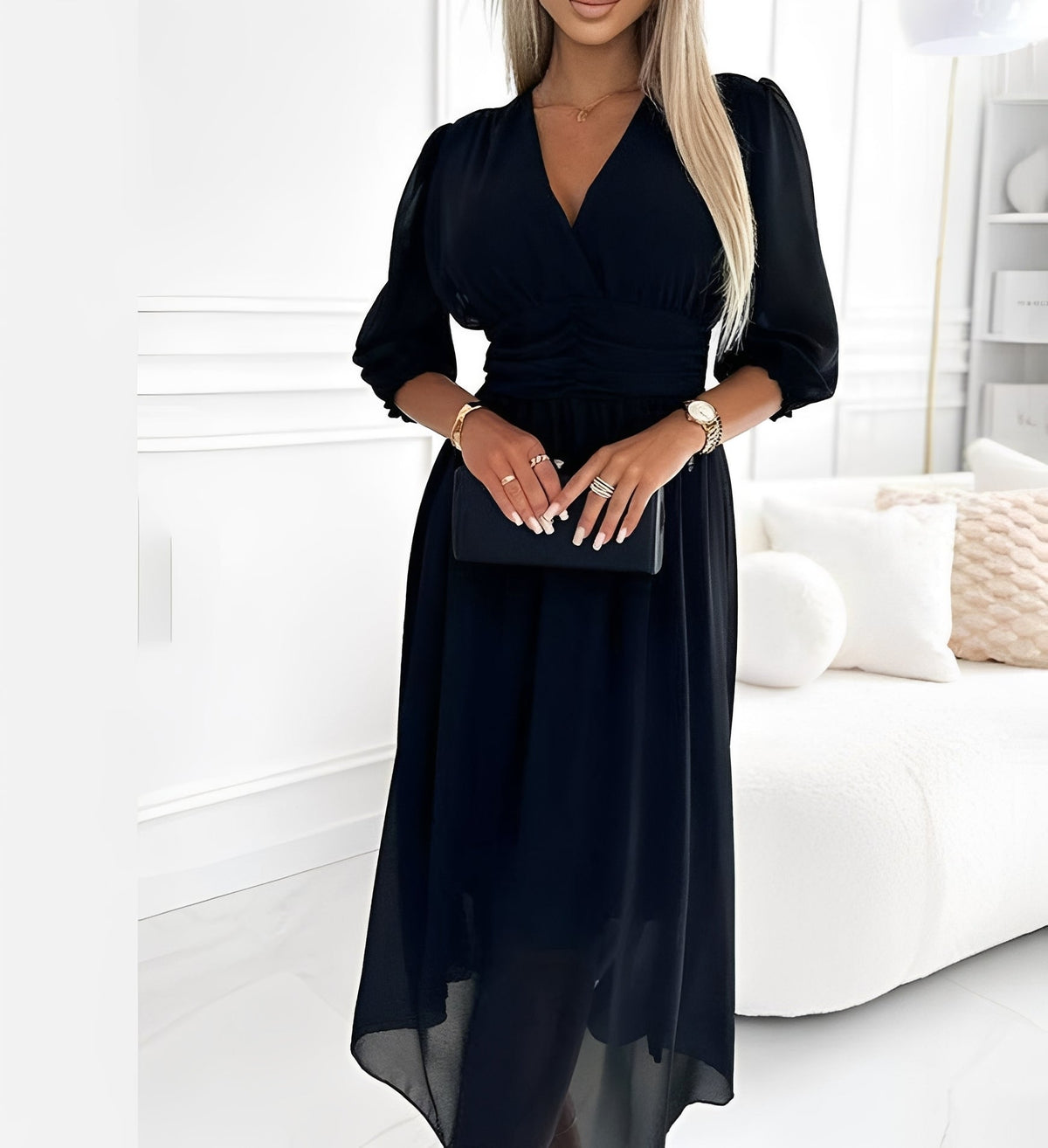 Damen Kleid – Elegantes Kleid mit Ellbogenärmeln für stilvolle Looks