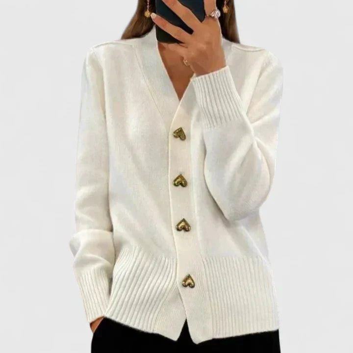 Damen Strickcardigan mit Eleganter Herzknopfleiste | Weich, Feminin & Perfekt für den Alltag