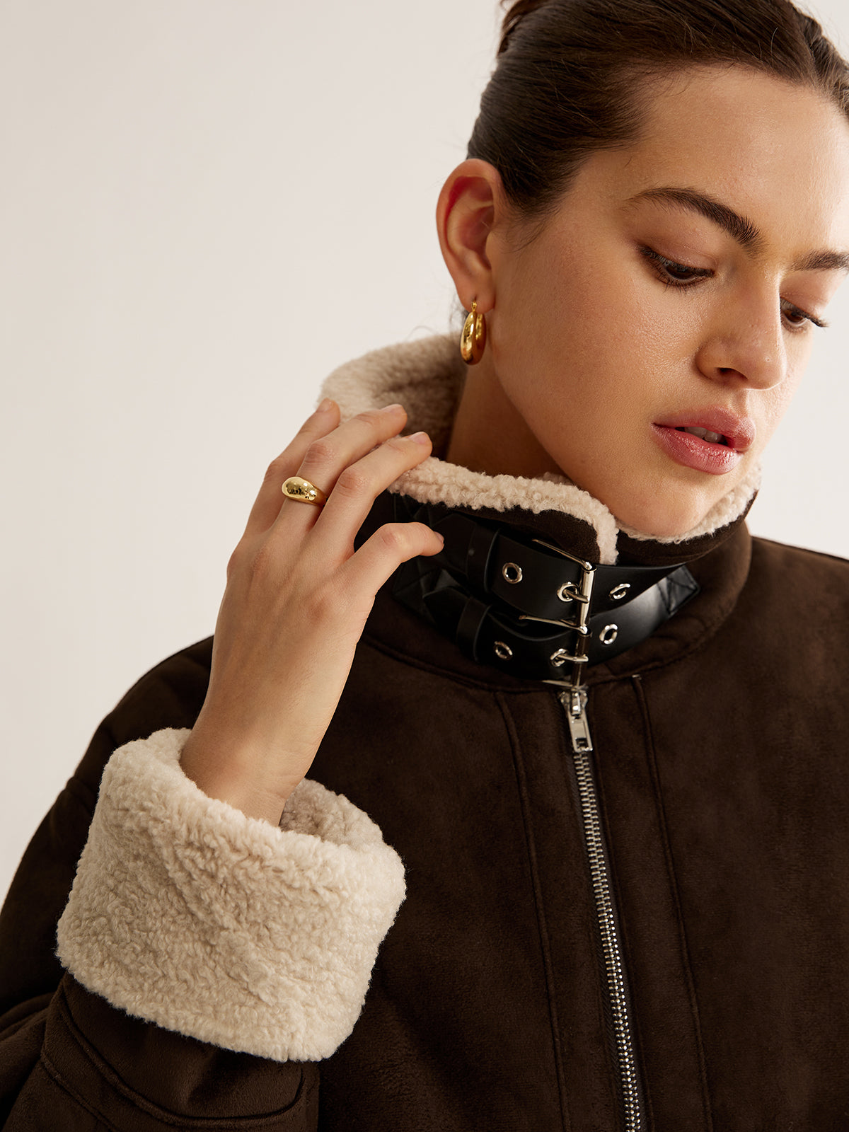 Wilona | Damen Vintage Jacke Braun mit Fleecefutter, Lockerer Schnitt & Warmer Komfort