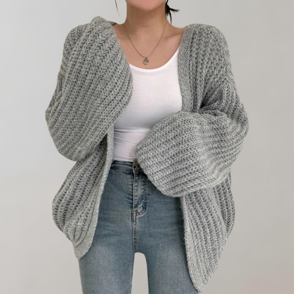 Amalina | Damen Strickcardigan aus weichem Grobstrick – Einfarbig, locker & gemütlich für Herbst und Winter