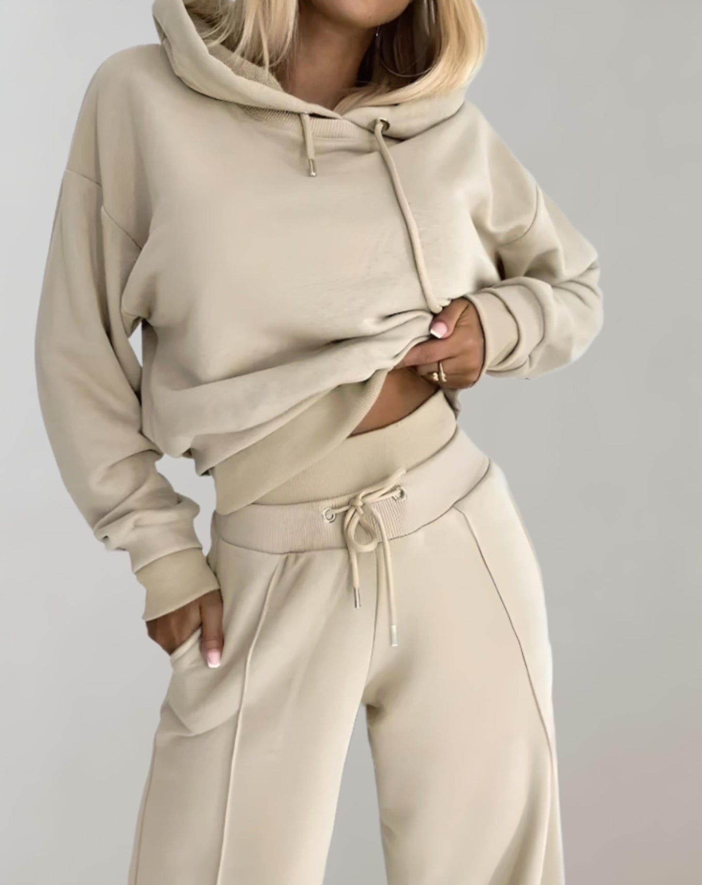 Damen 2-teiliger Hoodie-Trainingsanzug | Lässiger Streetstyle mit Weitbein-Hose