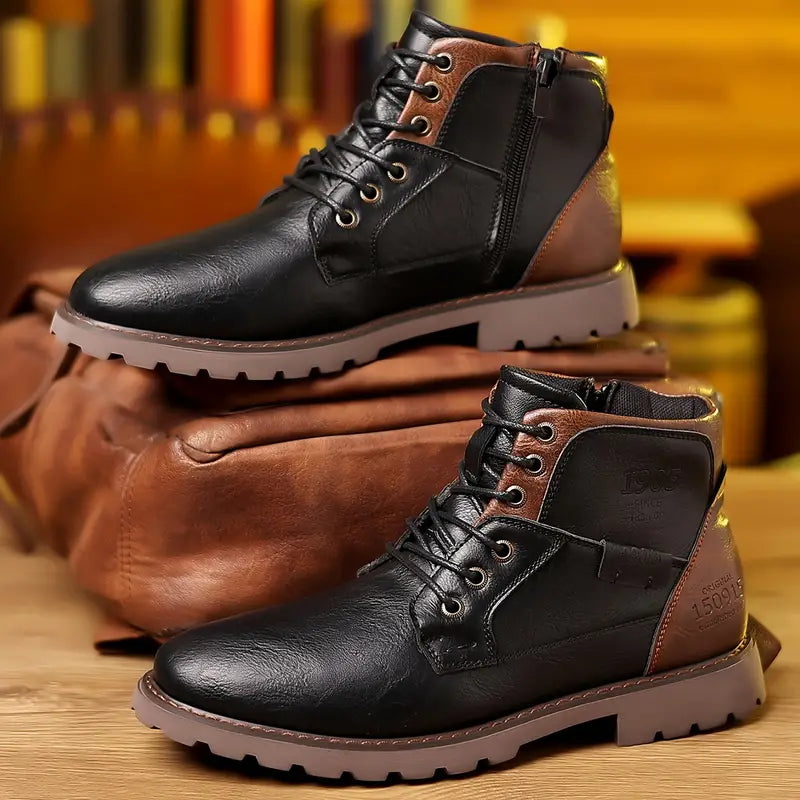 Cardwell | Herren Lace-Up Ankle Boots mit Reißverschluss & robuster Profilsohle