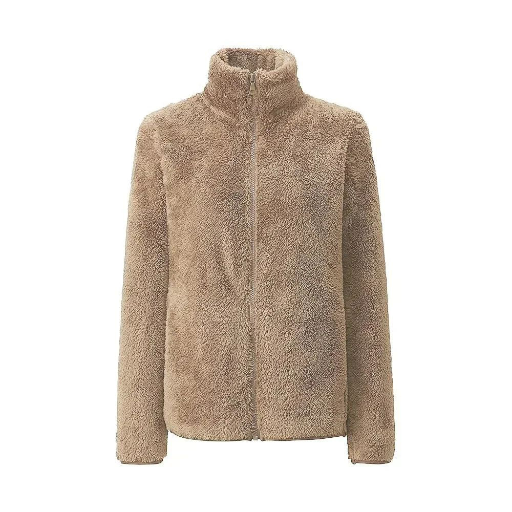 Meliora | Damen Teddy-Fleecejacke mit Stehkragen & Reißverschluss – Warme Plüschjacke für Alltag & Freizeit