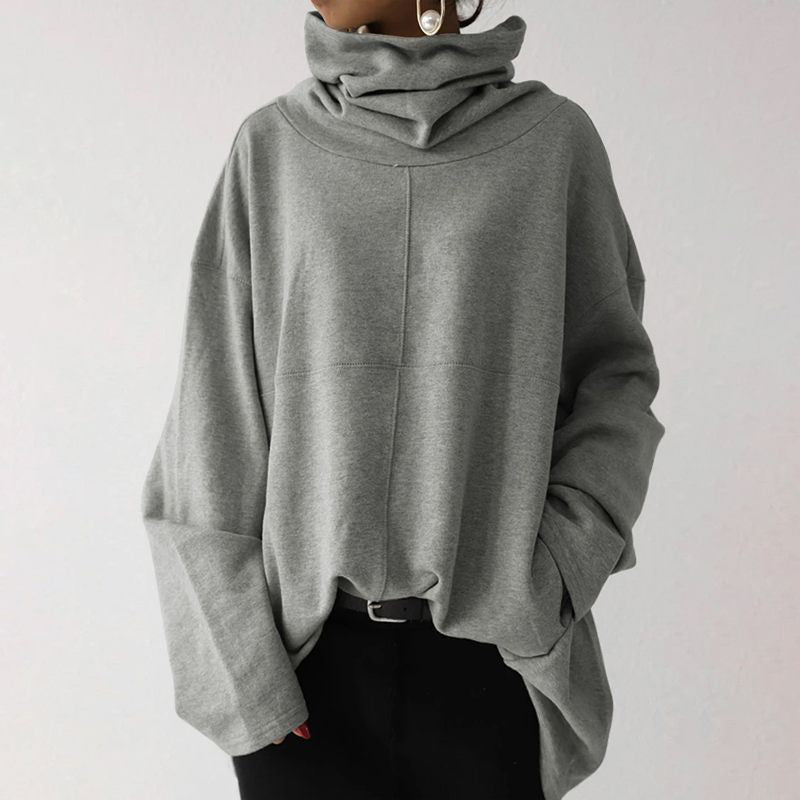 Damen Oversize Sweatshirt mit hohem Kragen | Warm & Lässig