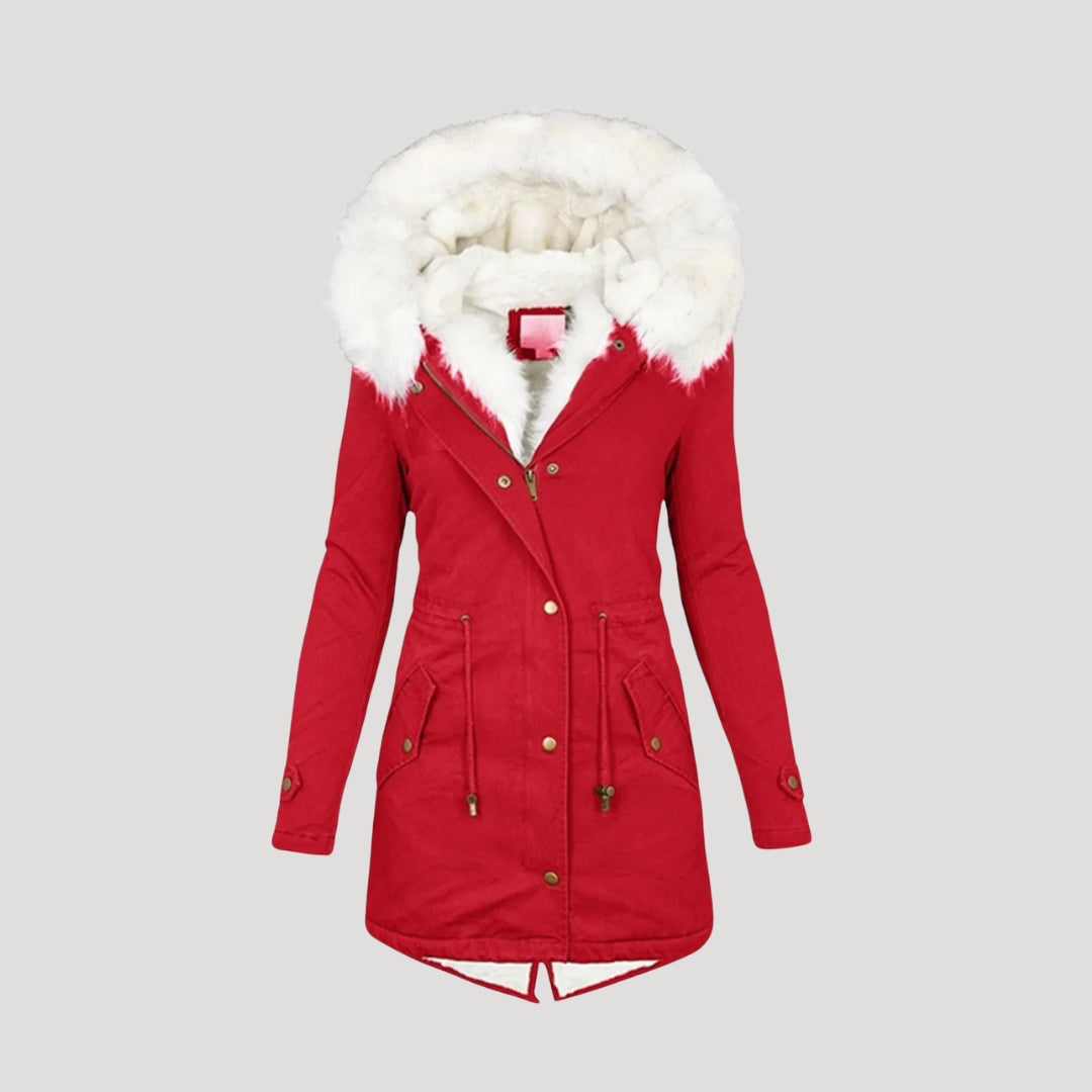 Zanlisse | Damen Winter Parka – Gefütterte Jacke mit Kunstpelz-Kapuze & Taillengürtel