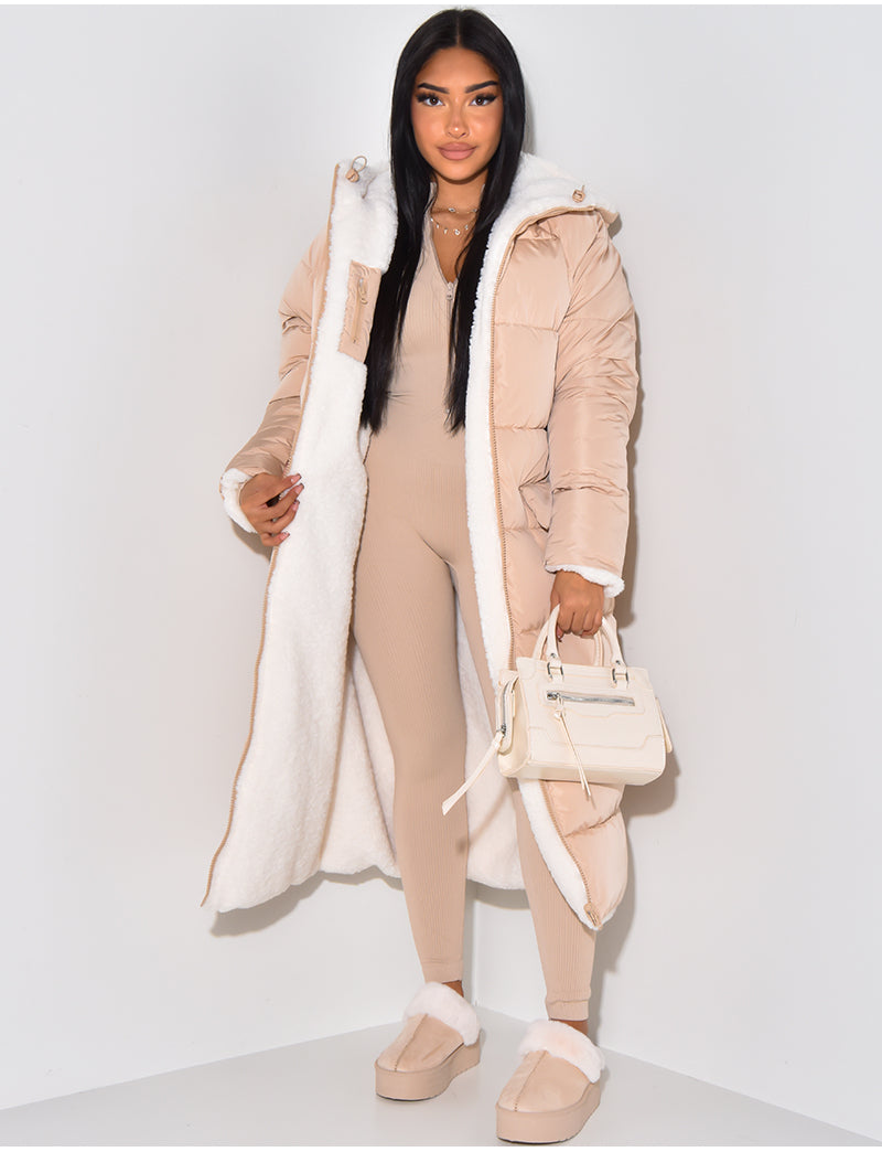 Monessa | Reversible Fleece Wintermantel für Damen mit Kapuze, Warm Gepolstert & Winddicht