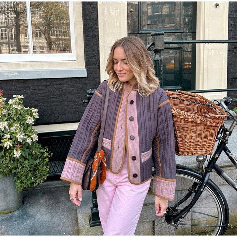 Zavrina | Damen Übergangsjacke Loose Fit, Bequeme Herbst Jacke mit Knöpfen