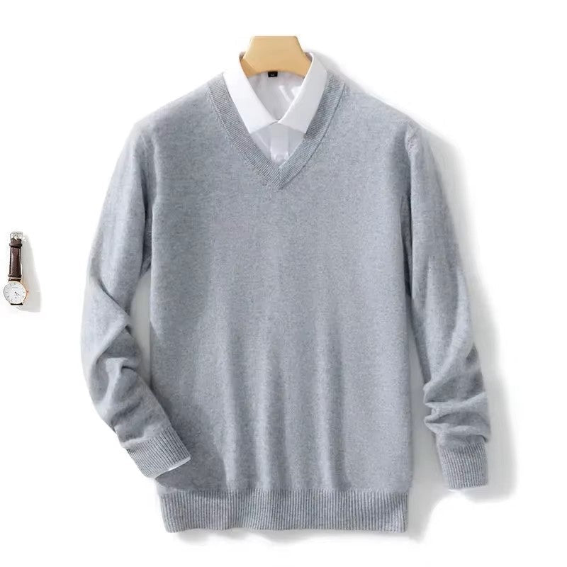 Eleganter Herren Cashmere-Pullover mit V-Ausschnitt – Luxuriös, Warm & Zeitlos Stilvoll