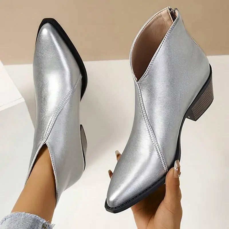 Priswina | Damen Ankle Boots mit Blockabsatz & Spitzem Zehenbereich – Elegante Business- und Casual-Stiefeletten für Jeden Tag