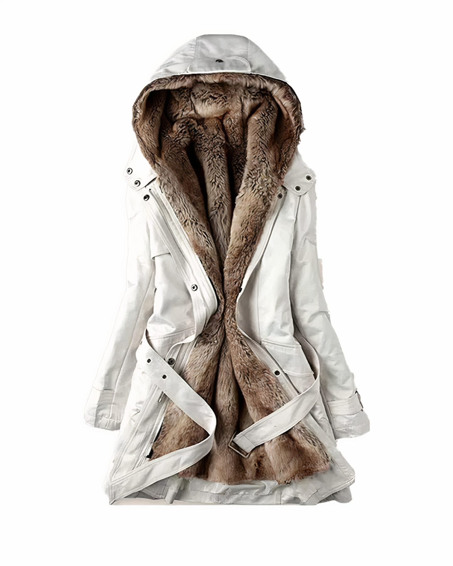 Paulindra | Damen Langer Parka mit Kapuze & Taillengürtel – Gefütterter Wintermantel für Wärme & Stil