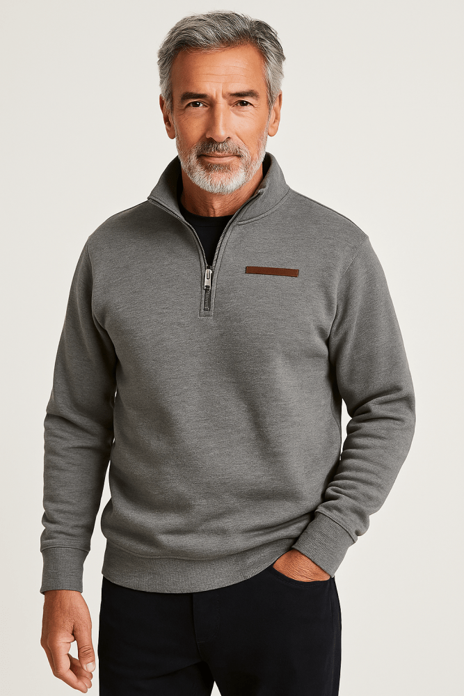 Herren Sport Sweatshirt mit Reißverschluss & Stehkragen | Warme Funktionsjacke für Alltag & Training
