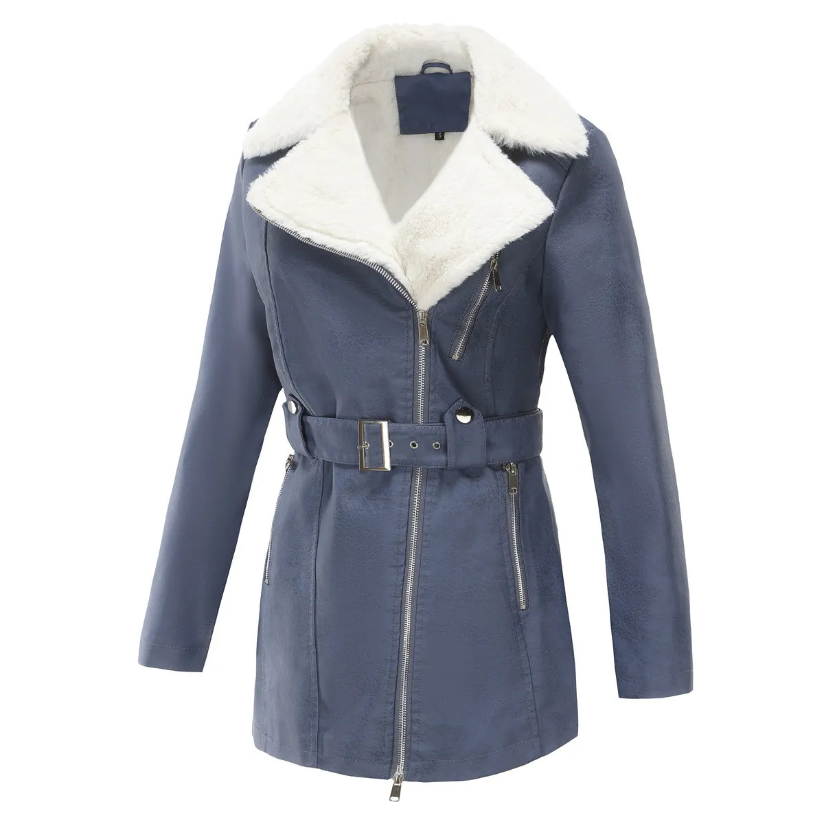 Damen Lammfelljacke Winter | Stylischer Biker-Look mit Kuschelfutter