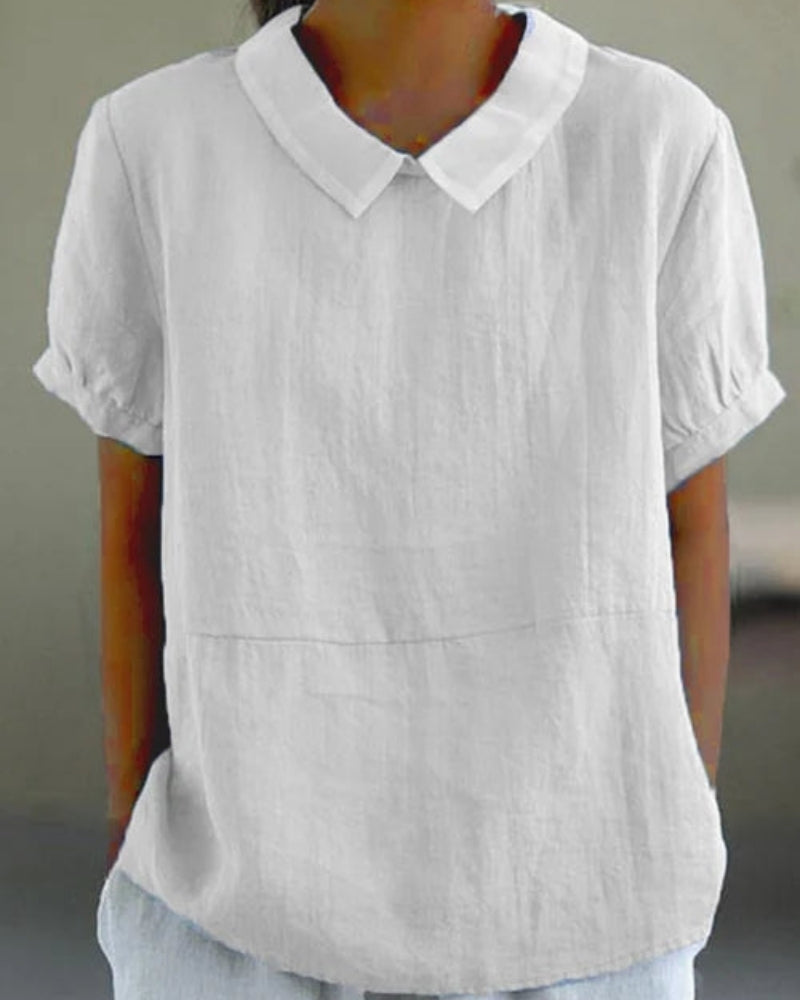 Damenbluse mit klassischem Kragen und Kurzarm – Zeitlose Bluse für Alltag, Arbeit und Freizeit