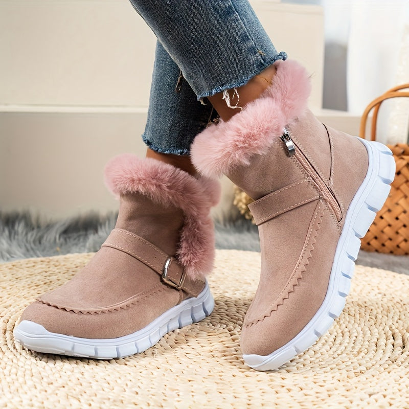 Carmina | Damen Winterstiefel mit Seitlichem Reißverschluss, Riemendetail & Warmem Fellfutter