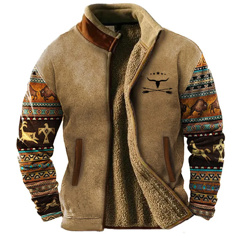 Faldric | Herren Winterjacke im Vintage-Look mit Fleece-Futter, Stehkragen & Reißverschluss