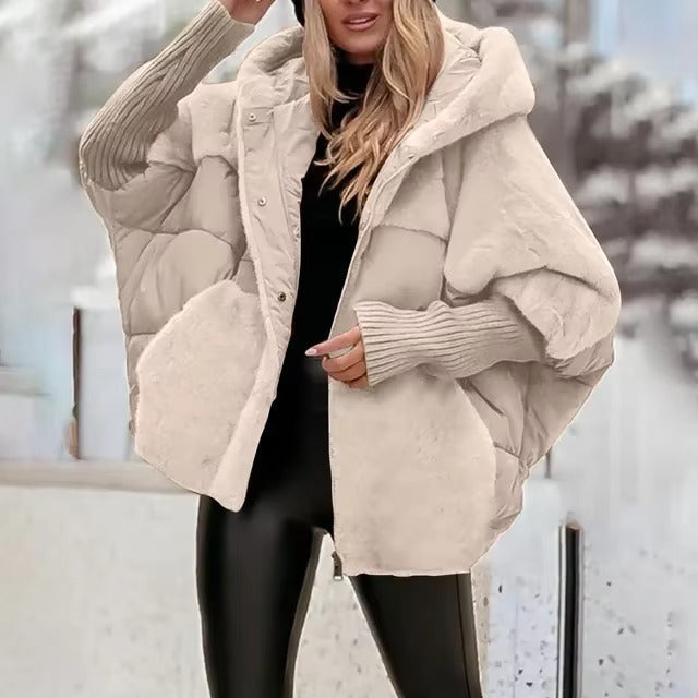 Mirelda | Damen Pufferjacke Oversized Fit, Stepp-Design mit Kapuze & Rippbündchen