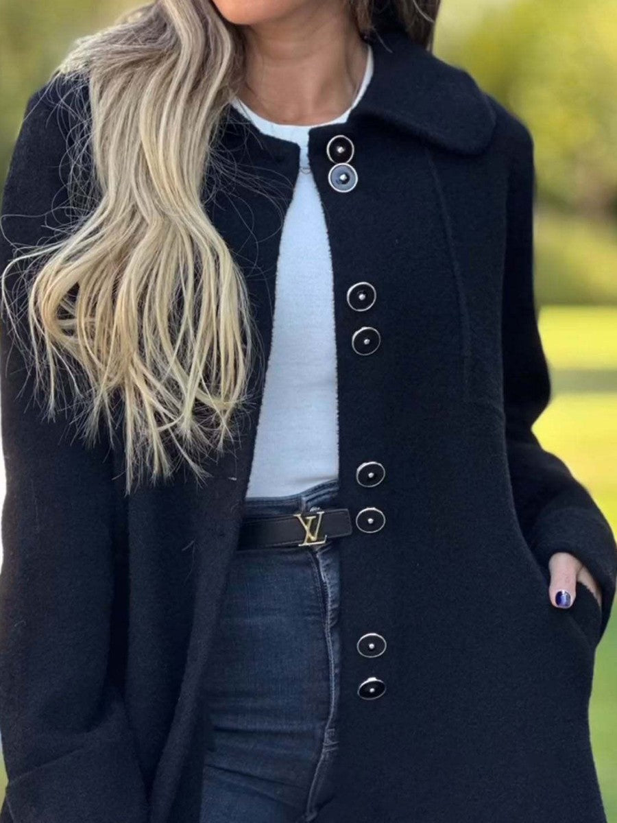Novalie | Damen Mantel im Woll-Look, tailliert & mittellang mit klassischer Knopfleiste