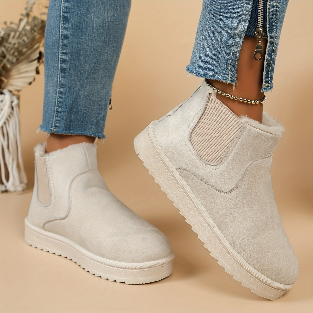 Cedoria | Damen Winterstiefel Slip-On mit Elastischen Seitenteilen & Warmem Innenfutter