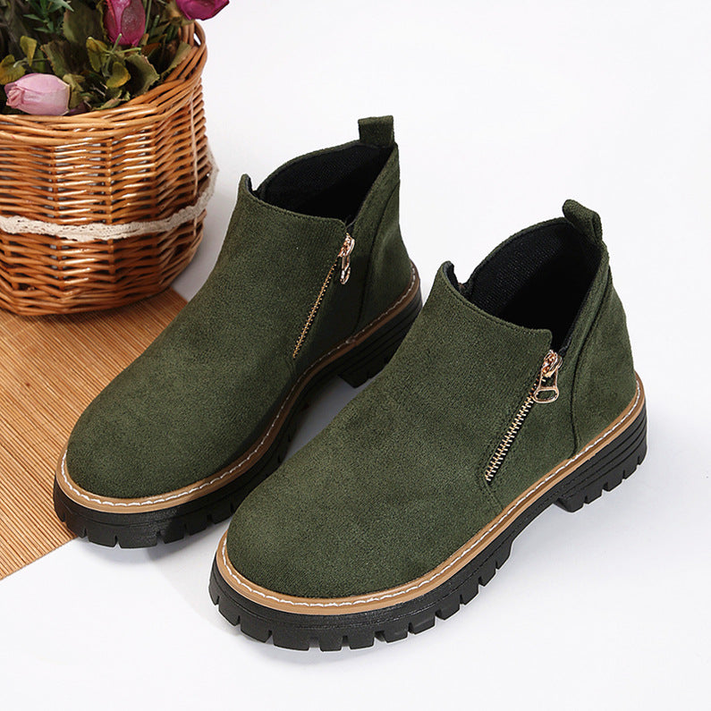 Damen Stiefeletten mit Reißverschluss | Stylische Winter-Boots mit robuster Sohle