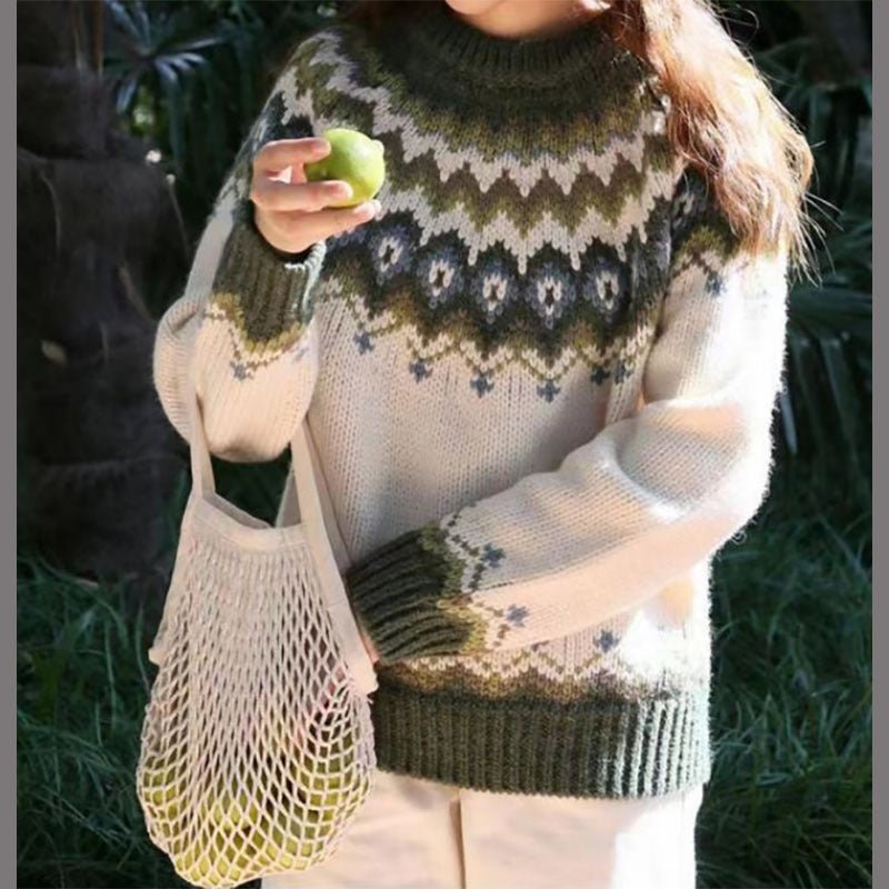 Warmer Norwegerpullover Damen Rundhals | Klassischer Strick für Winter & Alltag