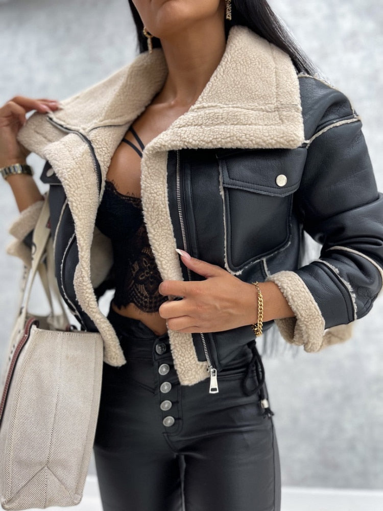 Nerissa | Damen Kurzjacke mit Reißverschluss & Kragen – Gefütterte Taillenjacke im modernen, figurbetonten Schnitt
