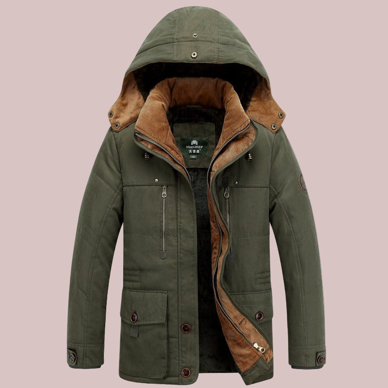 Naldric | Herren Parka Jacke, Mid-Length, gepolstert & isoliert mit Kapuze und praktischen Taschen