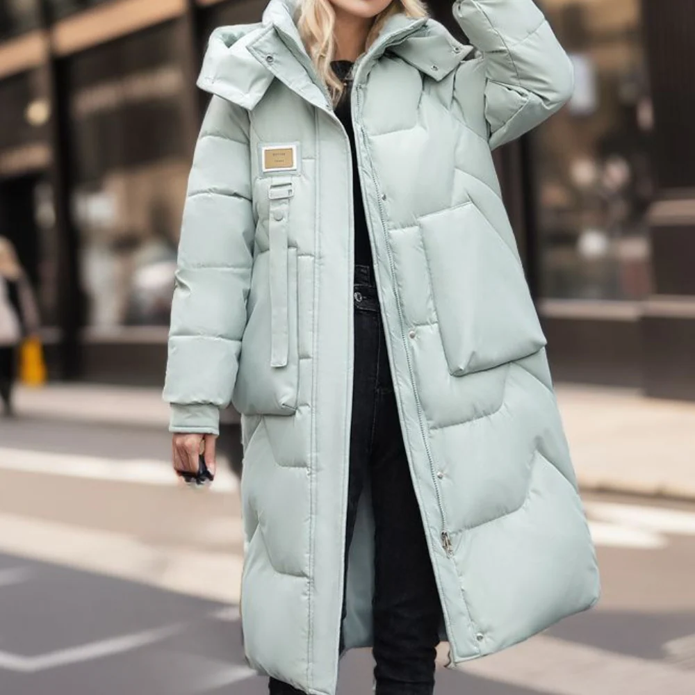 Katriel | Damen Winter Trenchcoat, Lang & Oversized, Gepolstert mit Kapuze und hohem Kragen