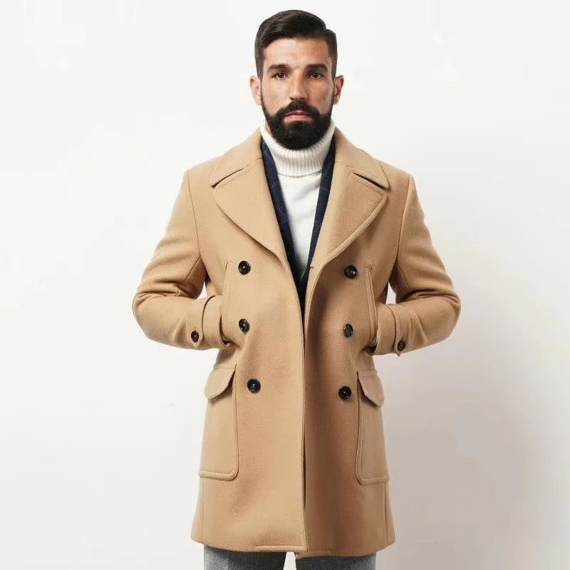 Yannic | Herren Trenchcoat im Slim Fit, doppelreihig mit Reverskragen & verstellbaren Manschetten
