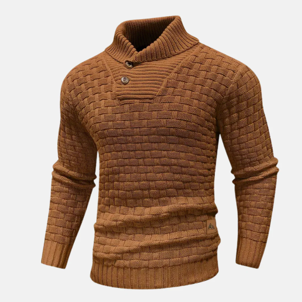 Quenby | Herren Strickpullover mit Schalkragen, Knopfleiste & klassischem Regular Fit