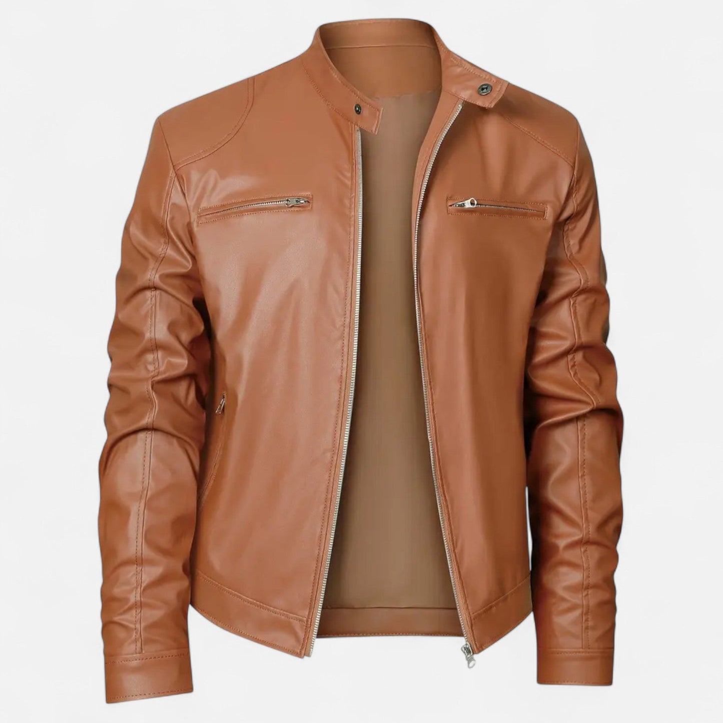 Hendrik | Herren Lederoptik Jacke – Zipped Biker Style für Herbst & Winter