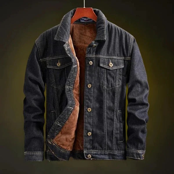 Kingswell | Herren Denim Trucker Jacket mit Fleece Innenfutter, Relaxed Fit & Brusttaschen