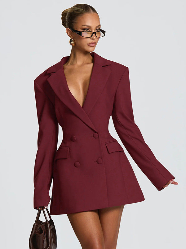 Damen Blazer-Kleid mit Satinrevers – Elegant, Modern & Vielseitig für Events & Freizeit