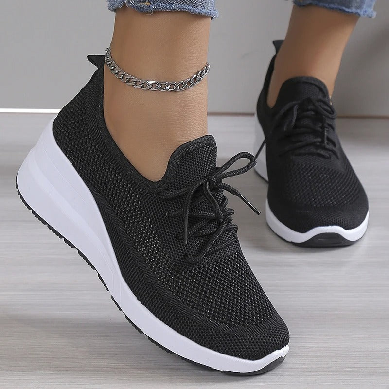 Veron | Damen Atmungsaktive Mesh-Sneaker mit Schnürung & Plateau – Bequem, Modern & Leicht