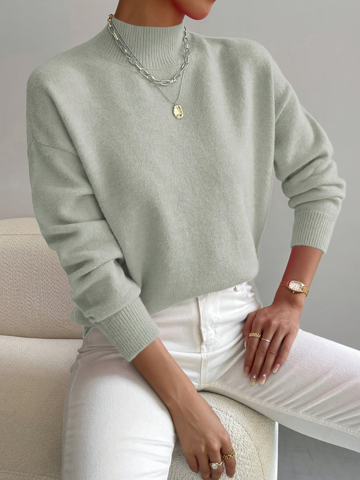 Damen Feinstrickpullover mit Stehkragen | Weicher Komfort für stilvolle Herbst- & Winter-Outfits